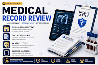 organize medical records review documents and personal statements