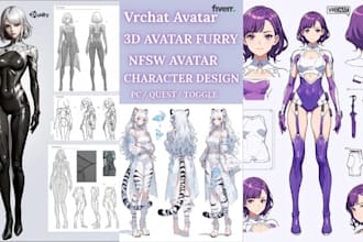 design and rig a custom vrchat furry fursona avatar for vrc