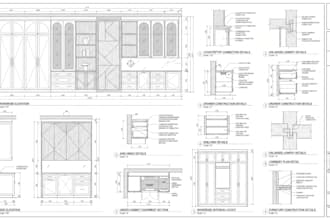 create millwork, wardrobe, kitchen cabinetry, furniture, casework shop drawings