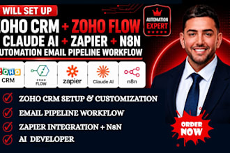 set up zoho crm zoho flow claude ai zapier n8n automation
