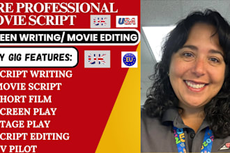 write a professional movie script screenplay film script, TV pilot comedy script