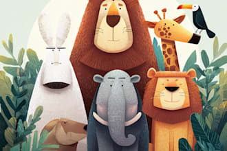 draw animals cartoon illustration