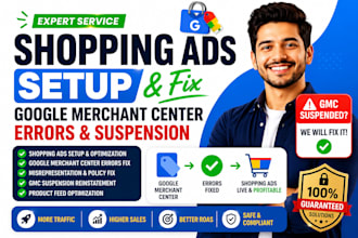 setup shopping ads and fix google merchant center errors gmc suspension