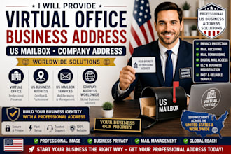provide virtual office, business address, US mailbox, company address worldwide