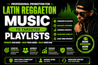 promote your latin reggaeton music to curated spotify playlists for real growth