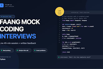 conduct a faang style mock coding interview with detailed feedback