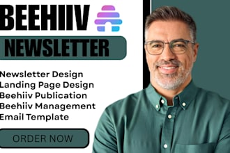 set up and design beehiiv newsletters, landing pages, and websites