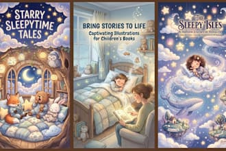 design calming bedtime children story book illustration