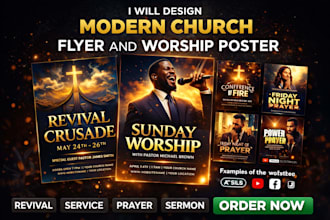 design modern church flyer and worship poster