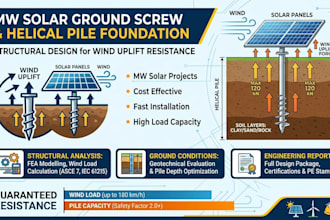 mw solar ground screw helical pile foundation wind uplift structural design