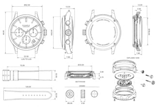 design professional watch technical drawings and cad models