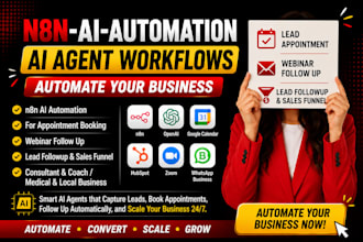 build n8n ai automation for appointment booking, webinar,lead followup an funnel