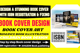 design book cover art, romance book illustration  book cover design, isbn fixing