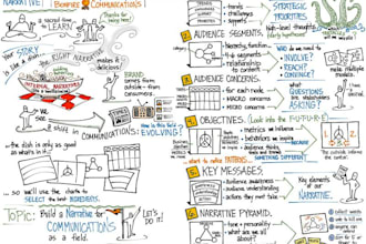 create hand drawn sketchnotes, process maps, visual infographic for presentation