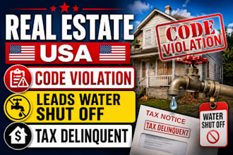 provide code violation leads water shut off tax delinquent probate foreclosure
