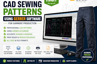 create cad sewing patterns using gerber software for garment production