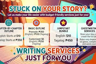 write your novel outline, synopsis, and first 3 chapters