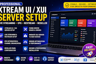 setup xtreamui, live streaming server, xui server, epg, restream setup, reseller