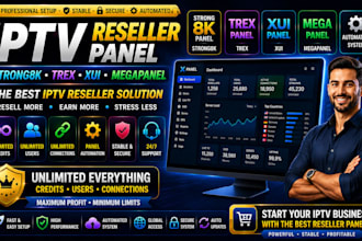 setup reseller panel, streaming panel, strong8k, trex, xui, megapanel automation
