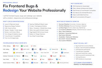fix frontend bugs and redesign your website professionally