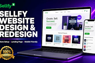 design redesign fix sellfy website sellfy landing page sellfy store development