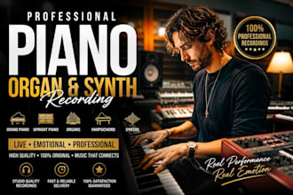 record grand piano, acoustic piano, upright piano, harpsichord, organs and synth