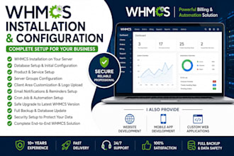 do full whmcs setup with products, cron jobs and security