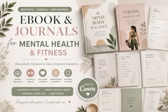 design amazon KDP, etsy journals and ebooks on mental health and wellness