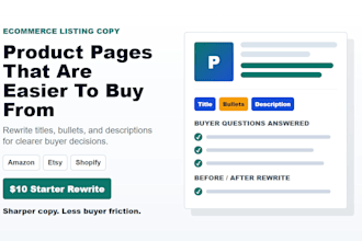 rewrite etsy amazon or shopify product listing copy