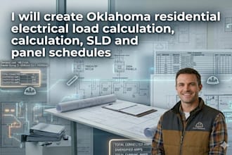 create oklahoma residential electrical load calculation, sld and panel schedules