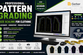 do professional pattern grading and size scaling for clothing