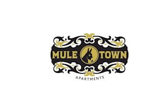 make vintage old world style logo for mule town apartments