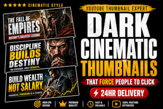 design a dark cinematic youtube thumbnail that gets more clicks and views