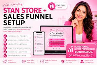 create a modern stan store landing page and sales funnel