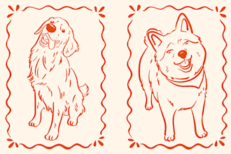 draw custom line art pet portrait
