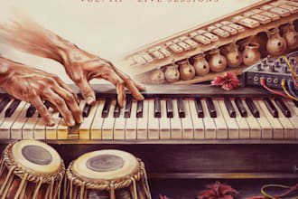produce a custom track with live instruments keyboard driven world music