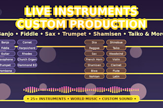 produce a custom track with live instruments keyboard driven world music