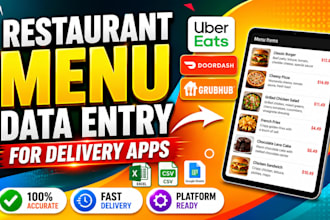 do restaurant menu data entry for ubereats, doordash and grubhub