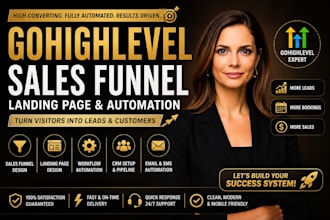 build gohighlevel sales funnel landing page and automation