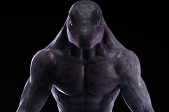 realistic 3d monster model for game, dnd creature, zbrush sculpt, idle animation