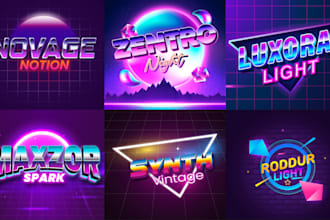 create synthwave retro neon 80s vintage logo design