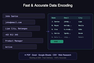 do fast and accurate data entry, data encoding, and excel spreadsheet work
