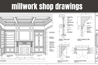 create millwork and furniture shop drawings for restaurant and kitchen cabinets