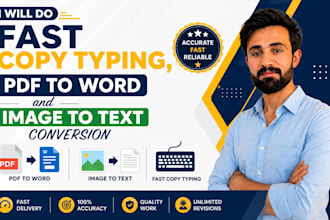 do fast copy typing, PDF to word and image to text conversion