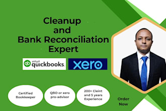 do quickbooks or xero cleanup and bank reconciliation