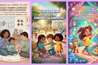 illustrate sel children story book illustration with emotion