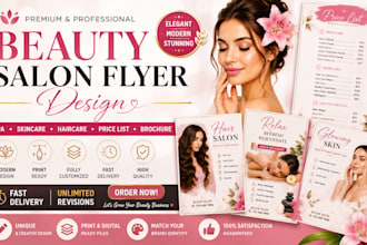 design beauty salon flyer, spa, skincare and haircare flyers and price list