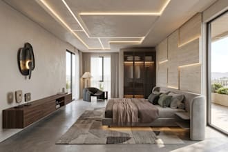 do realistic bedroom, living room, dining room and family room with rendering