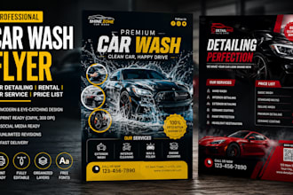 design car wash flyer car detailing, rental flyer car service price list flyer