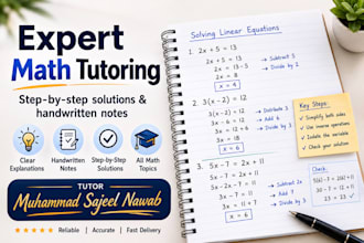 provide expert mathematics tutoring, handwritten notes,